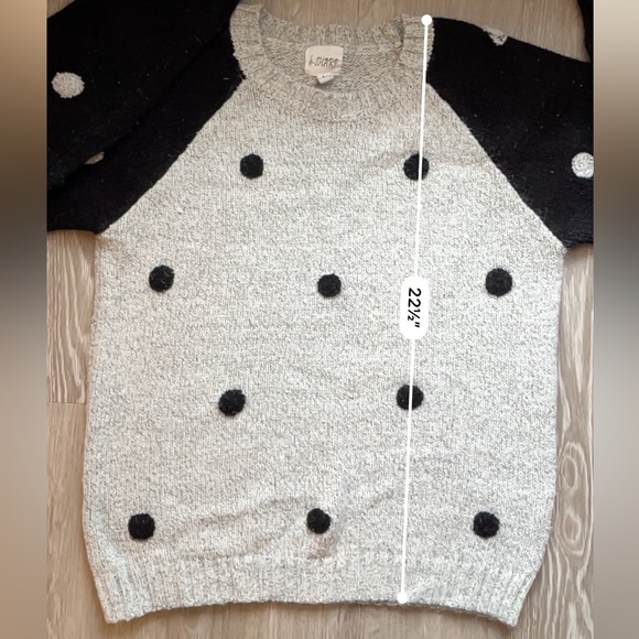 B-Sharp Polka Dot Knit Sweater Size L Whimsigoth Quirky Preppy Bauble Neutral - Picture 11 of 12